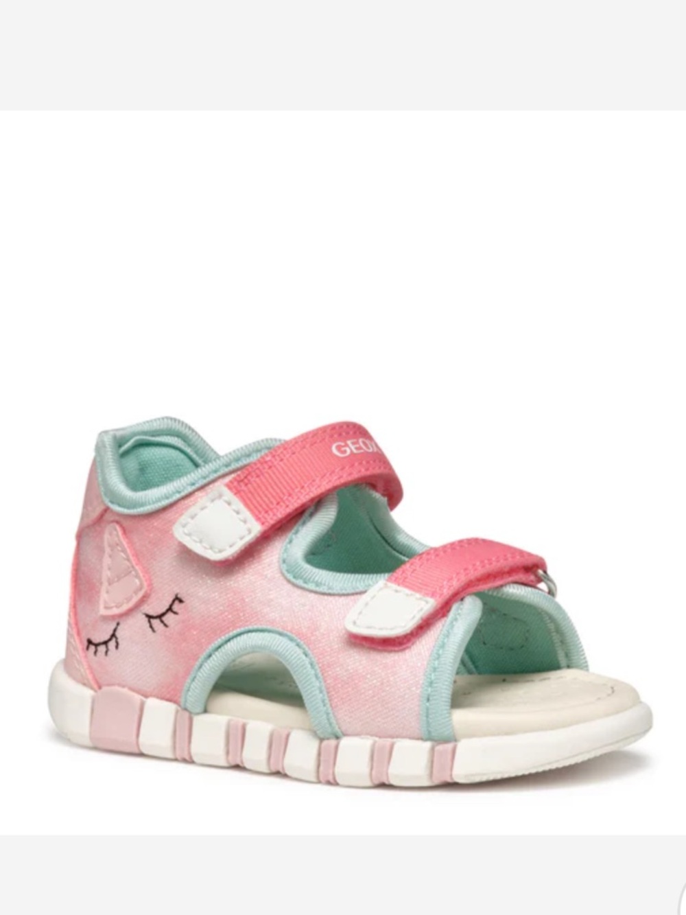 Geox Lupidoo Pink & Mint Unicorn Two Strap Sandal Little Girl Size 7 (23)